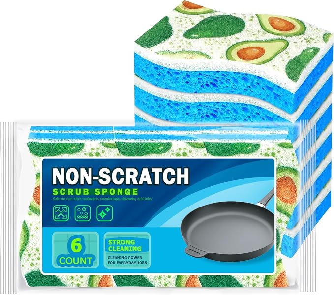 AIDEA Sponges Kitchen, Non-Scratch Scrub Sponge-6Count | Sponges by AIDEAHOME