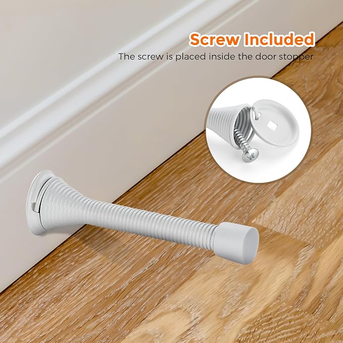 Ravinte Door Stoppers, 6 Pack White Spring Door Stops - Image 5
