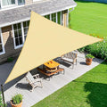 Amagenix Sun Shade Sail 10'X10'X14.1' Curved Edge Outdoor Shade Canopy Beige Breathable 95% UV Block Shade Cloth for Patio Garden Backyard (We Make Custom Size)