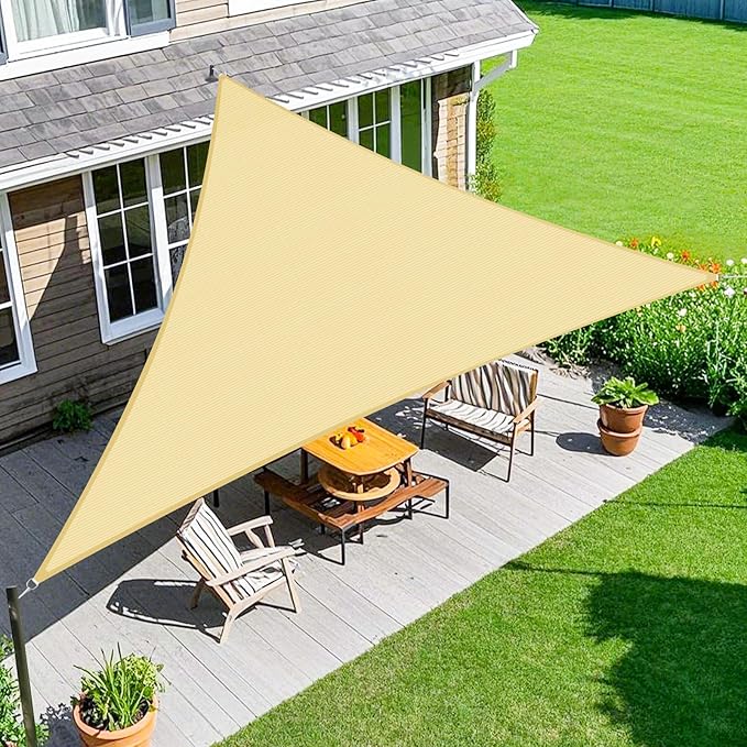 Amagenix Sun Shade Sail 13X13X18.4 Curved Edge Outdoor Shade Canopy Beige Breathable 95% UV Block Shade Cloth for Patio Garden Backyard (We Make Custom Size)