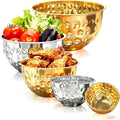 Gold Mixing Bowls Set of 5, Stainless Steel Mixing Bowls, Metal Nesting Salad Bowls Kitchen Food Storage Containers for Cooking, Baking, Prepping Christmas Serving, No Lids, 1.6/2/3.2/4.2/4.9 QT