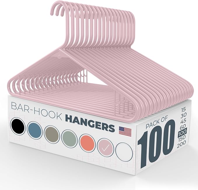 Plastic Hangers 100 Pack – Made in The USA – 6lb Capacity Standard Clothes by NeatiesHangers