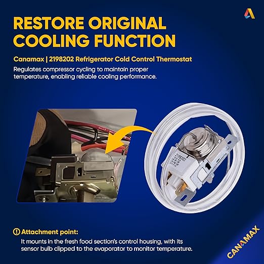 【Upgraded 2026】 2198202 Refrigerator Cold Control Thermostat Replacement - Compatible with Whirlpool & Kenmore Refrigerators - Replaces 2161284 2198201 PS11739232 AP6006166 WP2198202 161284 1110552