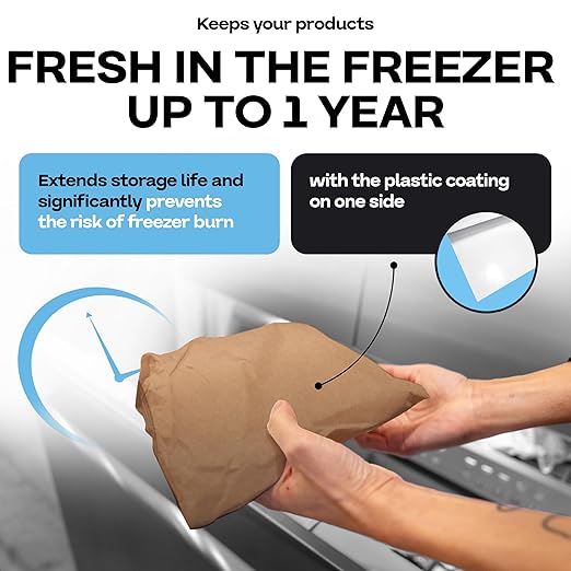 Brown Freezer Paper Roll 18" x 1800" (150 feet) - USA-made Freezer Paper for Meat & Fish - Plastic-Coated Brown Freezer Wrap for Food Freezing by IDL Packaging
