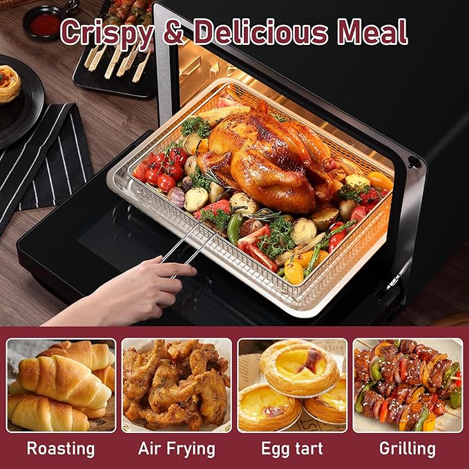 Stainless Steel Air Fryer Basket and Tray for Cuisinart TOA-60/TOA-65/TOA-70 Oven, Air Fryer Tray Replacement for Ninja Combi Cooker SFP701 Air Fryer Basket for Oven Air Fryer Pan Accessories for Oven