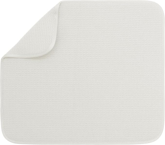 S&T INC. Dish Drying Mat, Cream | Absorbent Microfiber, Kitchen Counter Mat by STINC