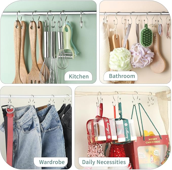 Shower Curtain Hooks, Stainless Steel Shower Curtain Hangers, Metal Shower - Image 8