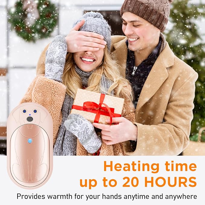 AI Hand Warmers Rechargeable 2 Pack, 6000mAh Electric Pocket Heater with 20H Heating, 3 Levels, Snap-On 2-in-1 Design, Winter Gift for Men & Women, Hiking, Hunting, Outdoor
