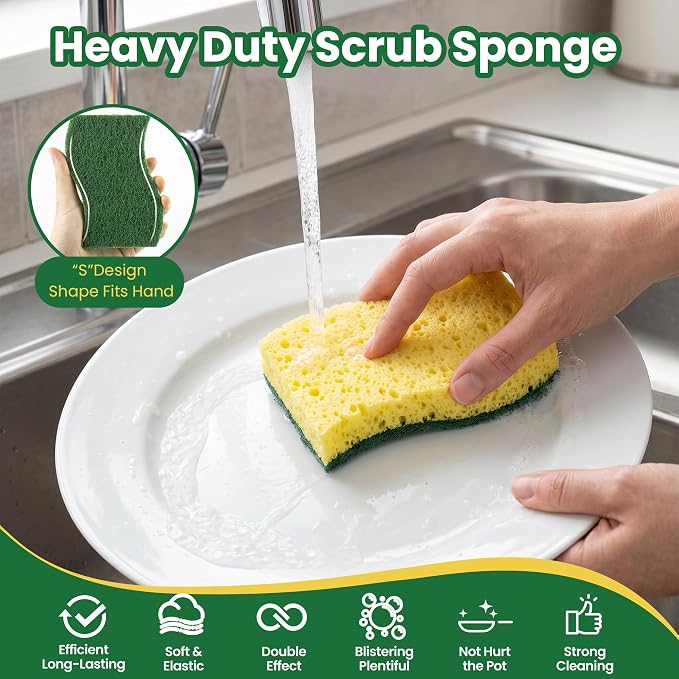 12 Count Heavy Duty Scrub Dish Sponges, Dual Sided, - Image 3