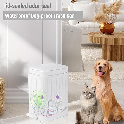 Small Bathroom Trash Can with Lid, 2.6 Gallon Slim Soft Close Step, Kitchen & - Image 5