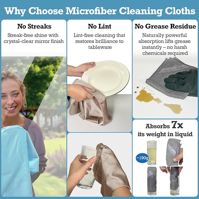 3-Pack Microfiber Glass Cleaning Cloths - Image 2