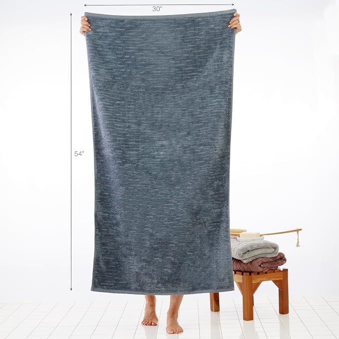 SKL Home CloudSoft 100% Cotton Luxury 4-Piece Bath Towel Set, Smoke Blue | - Image 5