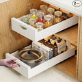 HBL' 2 Pack | 21" Deep Pull Out Cabinet Organizer Adhesive, 10-Inch Wide Sturdy Carbon Steel Roll-Out Drawers for Face Frame or Frameless Cabinets,Slide-Out Shelves for Pantry.