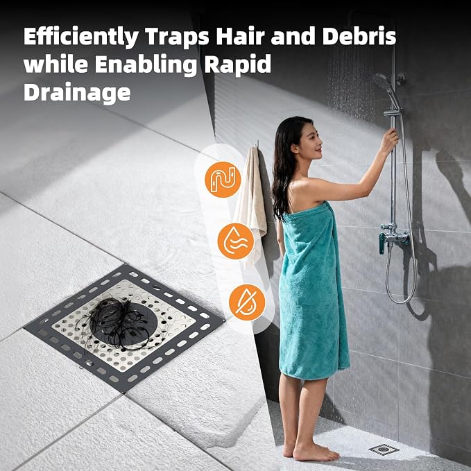 Hibbent 2 Pack Shower Drain Hair Catcher, Shower Drain Cover - Image 8