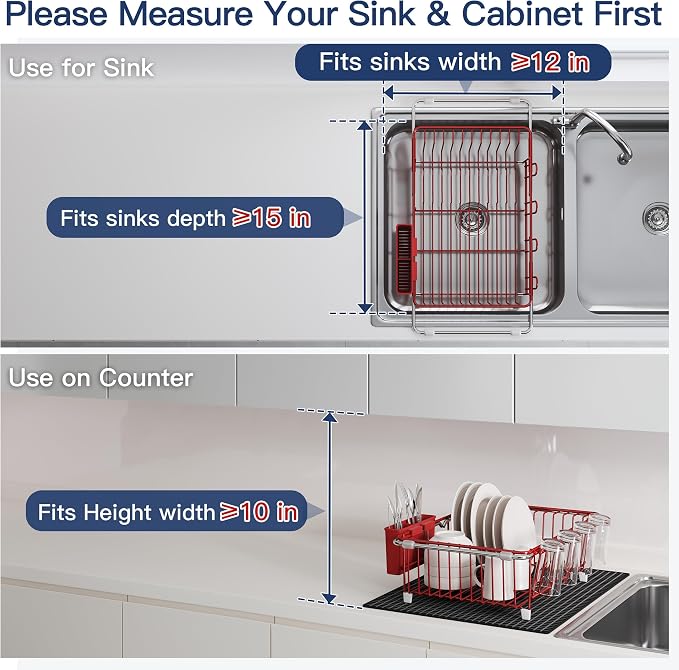 JASIWAY Red Dish Drying Rack in Sink - Image 5