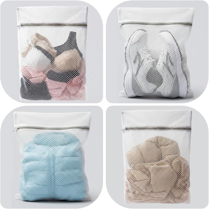 Mesh Laundry Bags for Delicates, 16 x 20 Inches Honeycomb Zippered Washing Bags - Image 5