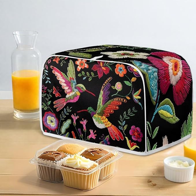 Hummingbird Print Toaster Cover 4 Slice Universal Size Kitchen Appliance Cover Dust Fingerprint Protection Kitchen Home Decor
