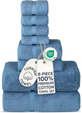 Chakir Turkish Linens 100% Cotton 8-Piece Towel Set, Wedgewood | Premium Towel by ChakirTurkishLinens