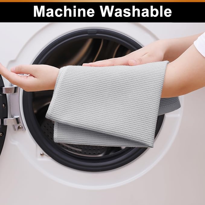 Homaxy 100% Cotton Waffle Weave Kitchen Towels, 8 Pack, Light Grey - Image 5