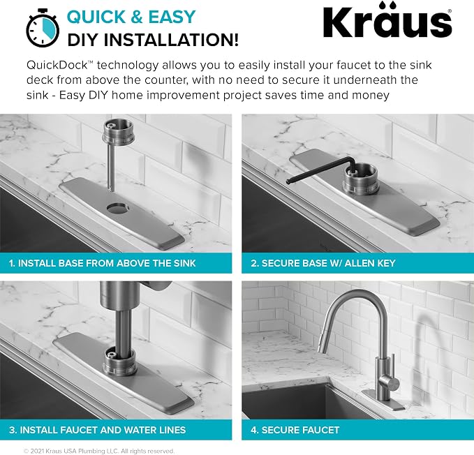 KRAUS Champagne Bronze Pull Down Kitchen Faucet KPF-2620SFACB | QuickDock top - Image 13