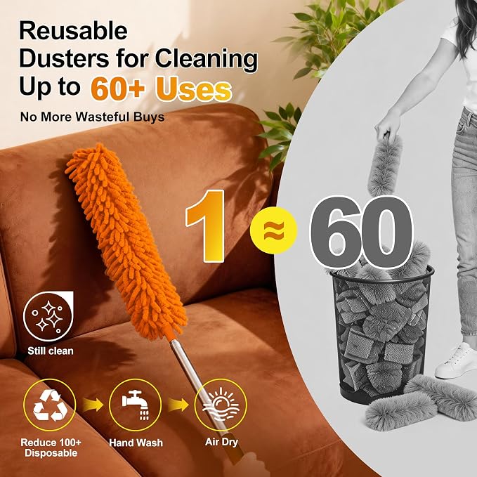 Tiumso 5-in-1 Duster with Extension Pole 100” Extendable Dusters - Image 4