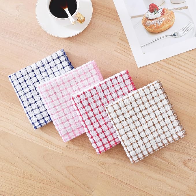 Kitinjoy Cotton 24 Pack Terry Kitchen Dish Cloths, Mix Colour - Image 4