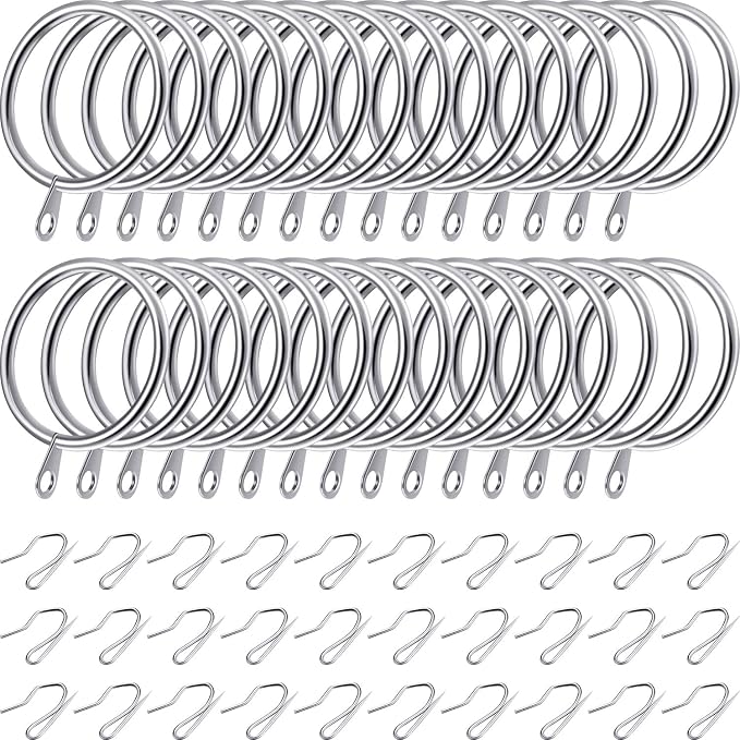 Hotop 60 Pcs 0.98 Inch Curtain Ring and 60 Pcs Pin Hook, 0.98/1.26/1.5/1.65 - Image 3