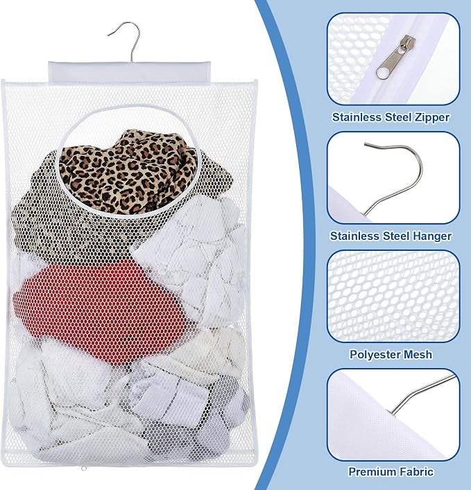 Hanging Laundry Hamper, Dirty Clothes Basket Foldable Wall Hanging Laundry - Image 3