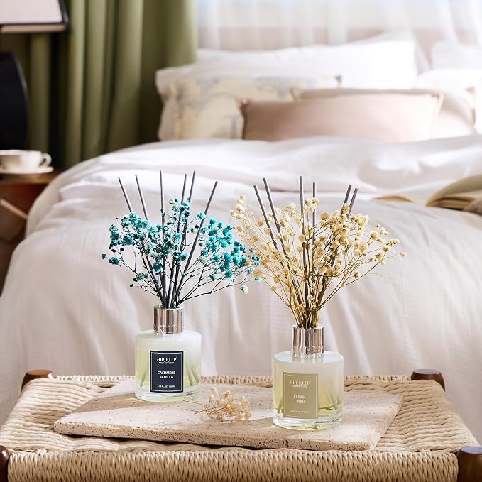 Reed Diffuser 3.38 oz 2pk, Clean Linen/Cashmere Vanilla Scented Reed Diffuser - Image 4
