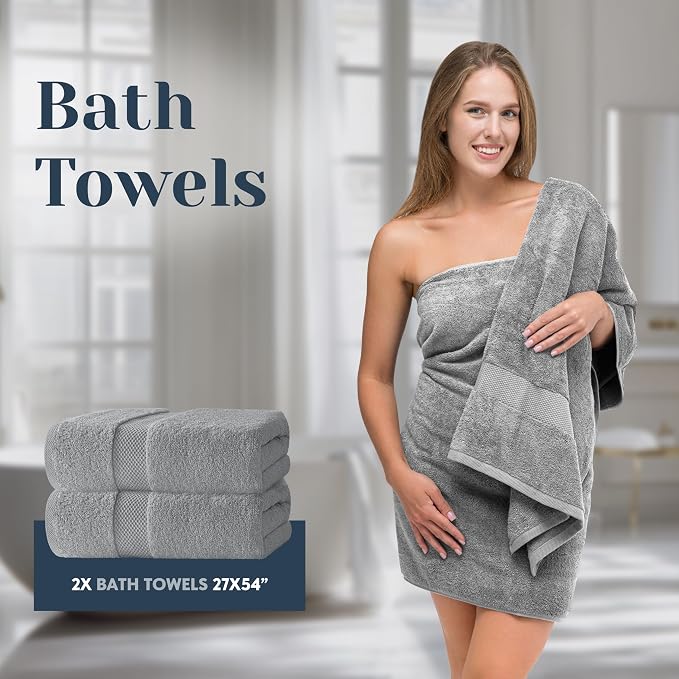 White Classic Luxury Bath Towel Set of 8 Pieces - Image 5