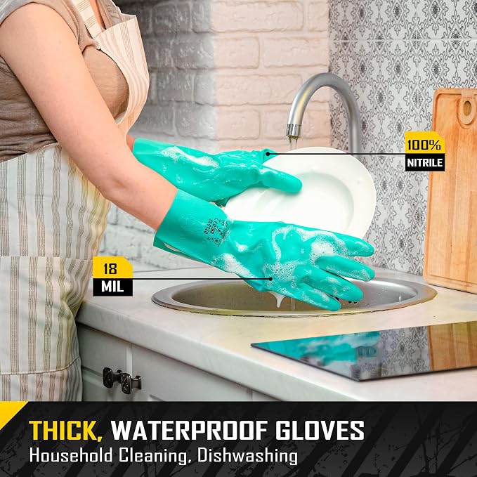 COOLJOB 18 Mil Chemical Resistant Nitrile Gloves 13" Long, Resist Household Acid - Image 6
