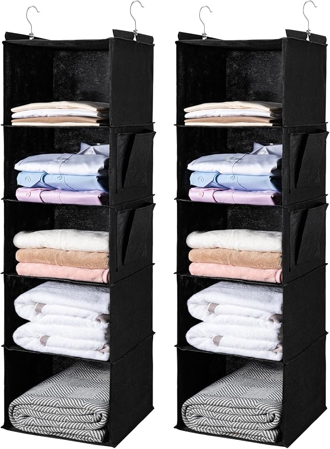 BOOMIBOO Hanging Closet Organize and Shelves, 5-Hanging Shelf（2 Pack by BOOMIBOO