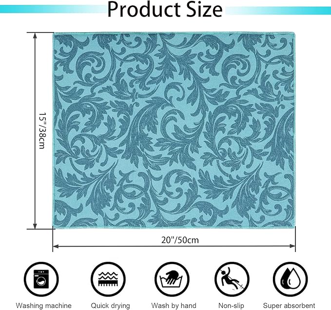 4PCS Large Dish Drying Mat, Absorbent Microfiber Pad - Image 2