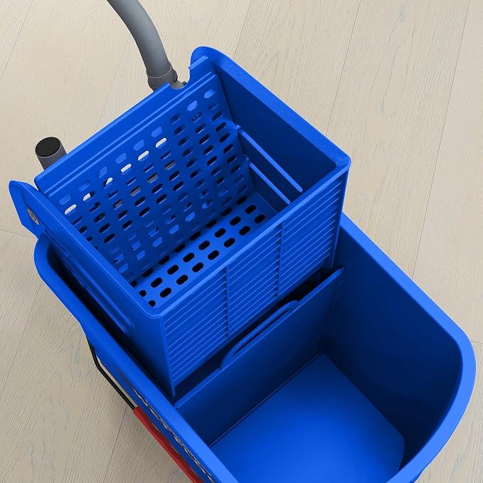 HOMCOM Commercial Mop Bucket Side Press Wringer Wheels 21 Quart Blue - Image 9