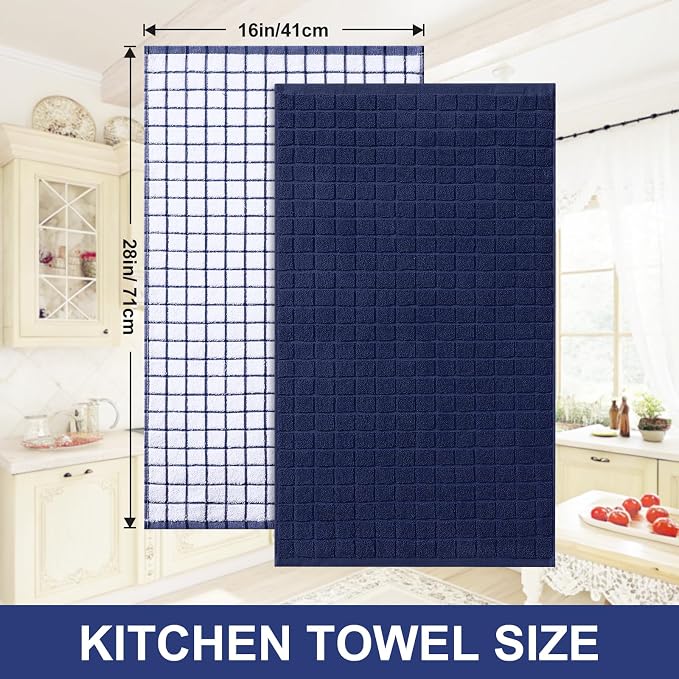 Homaxy Large Premium Cotton Kitchen Towels 16"x 28", 4 Pack, Dusty Blue - Image 5