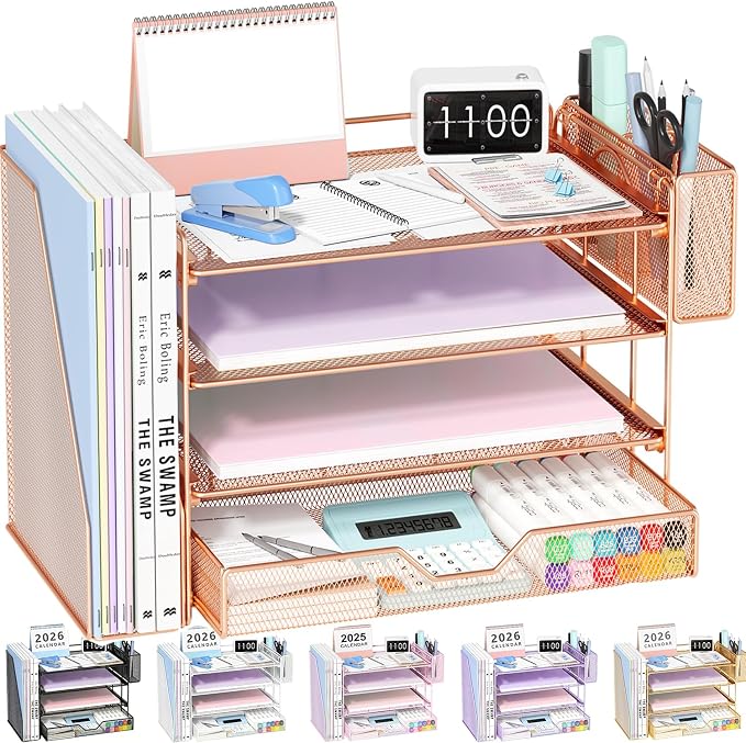 Desk Organizers and Accessories, 4-Tier Desktop File Organizer by OPNICE