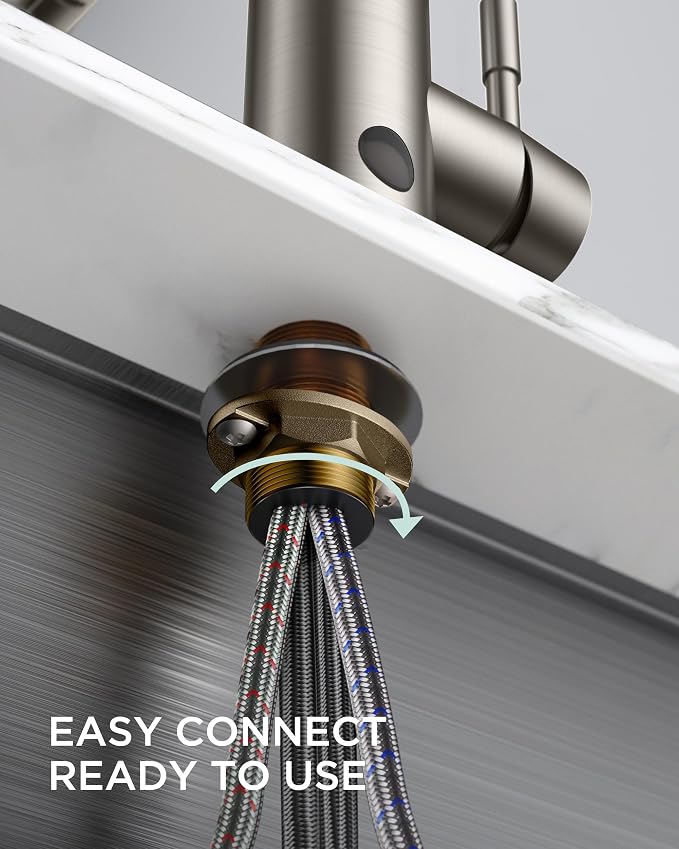 FORIOUS Touchless Kitchen Faucet, Hands-Free, Single Handle, Brushed Nickel | - Image 8