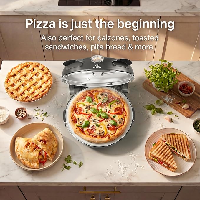 SEMSCHEF 12-Inch CrustyBake Beginner's Ceramic Stone Pizza Oven: Quick 800°F Heating, Easy-Clean Design, Recipe Book & All Tools Included - Perfect for First-Time Pizza Makers at Home