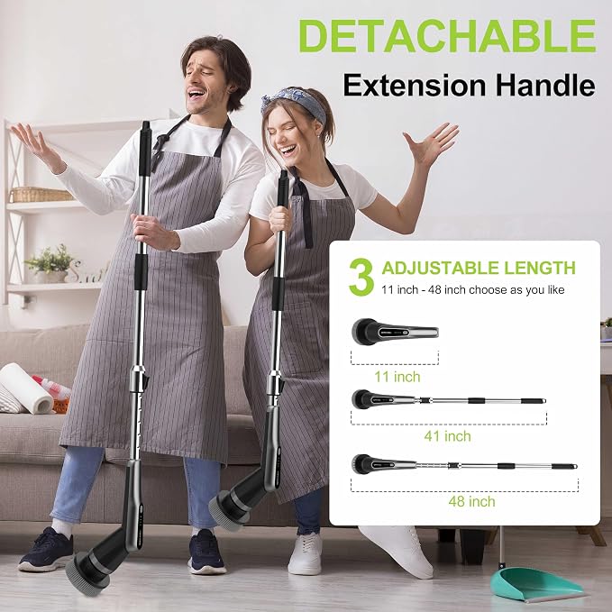 Dreazu Pro Electric Spin Scrubber, 10-in-1 Shower Scrubber & Retractable Long - Image 2