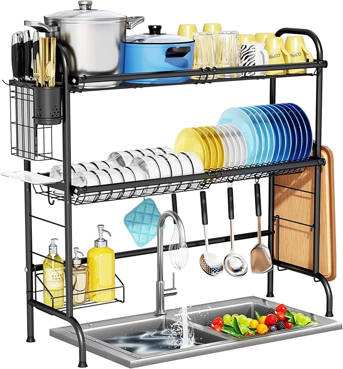 HOWDIA 3-Tier Over The Sink Dish Drying Rack, Stainless Steel Dish Rack | by HOWDIA