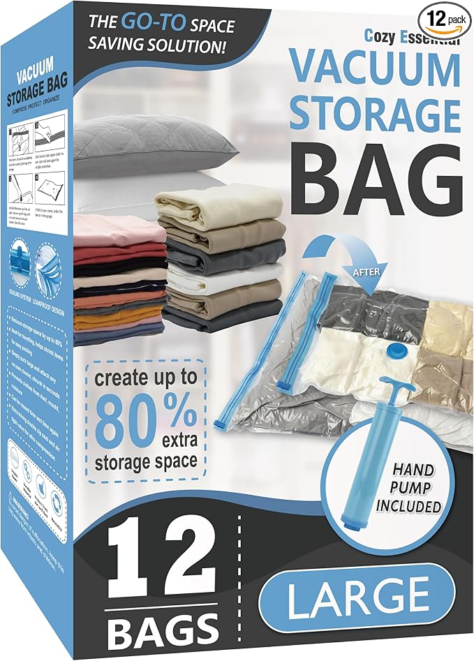 Cozy Essential Vacuum Storage Bags, 80% Compression Vacuum Seal Space Saver by CozyEssential