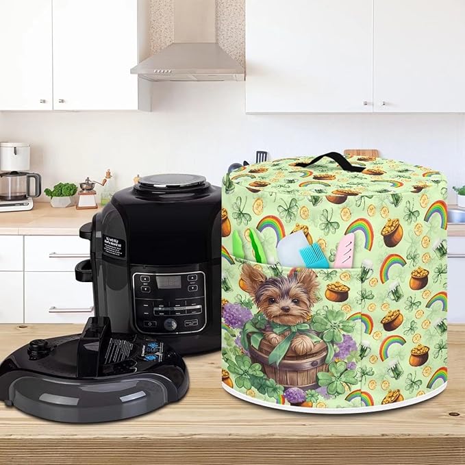 Green Hat Rainbow Gold Coin Print Kitchen Appliance Cover, St. Patrick's Day Theme, 3 Quart, Polyester, Not Water Resistant