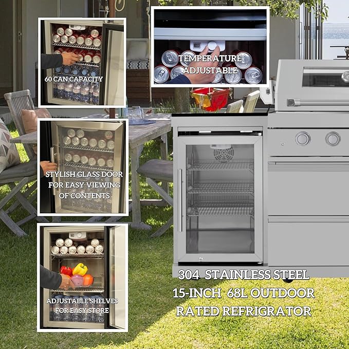 85 Inches 6-Burner 85,000 BTU Deluxe Stainless Steel Propane Gas Grill Outdoor Kitchen Island,Sink,Beverage Refrigerator Storage & Rotisserie Kit for Patio Backyard Cooking,Silver