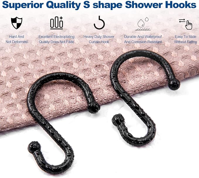 TOPROD S Shaped Shower Curtain Hooks Rings Shower Curtain Hangers S Hooks - Image 5