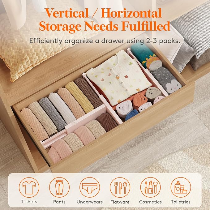 Lifewit 4" High Upgrade Drawer Divider, Adjustable Drawer Organizer Clothes | 6 - Image 5