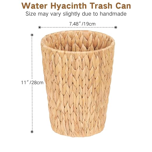 iEGrow 2 Pack Wicker Trash Can, Small Bathroom Trash Can, 2 Gallon Woven - Image 4
