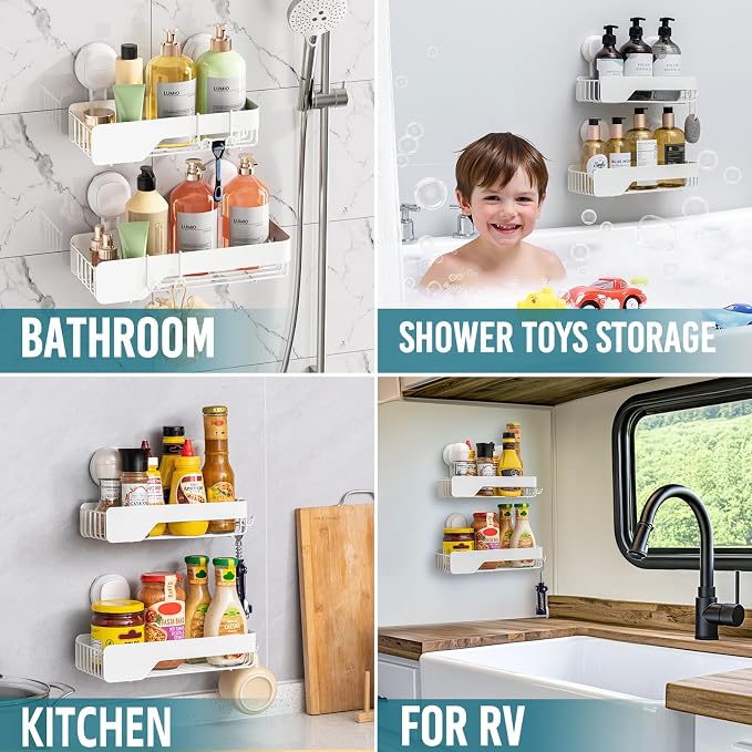 TAILI Shower Caddy Suction Cup Rustproof Metal Visible indicator White - Image 5