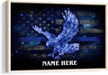 Personalized Police Poster & Framed Canvas, Bald Eagle Drop Thin Blue Line Flag Home Office Decor, Custom Name Bedroom Living Room Aesthetic Wall Art Gift For Policeman, Law Enforcement