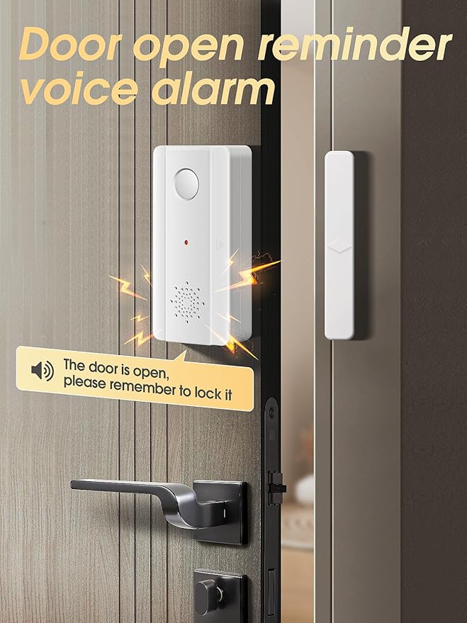 Freezer Door Alarm with Adjustable Voice Reminders (60s/30s/10s/0s Delay) for Open Freezer or Refrigerator Doors