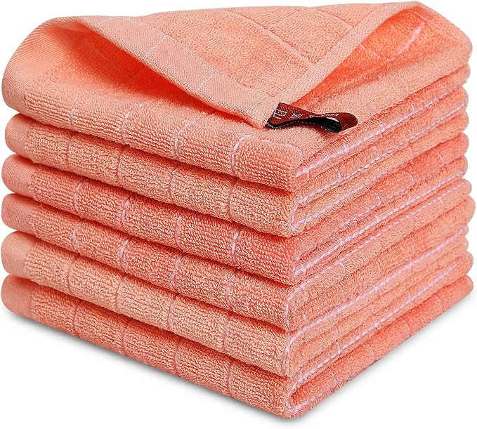 Homaxy 100% Cotton Terry Kitchen Dish Cloths, 6 Pack by Homaxy